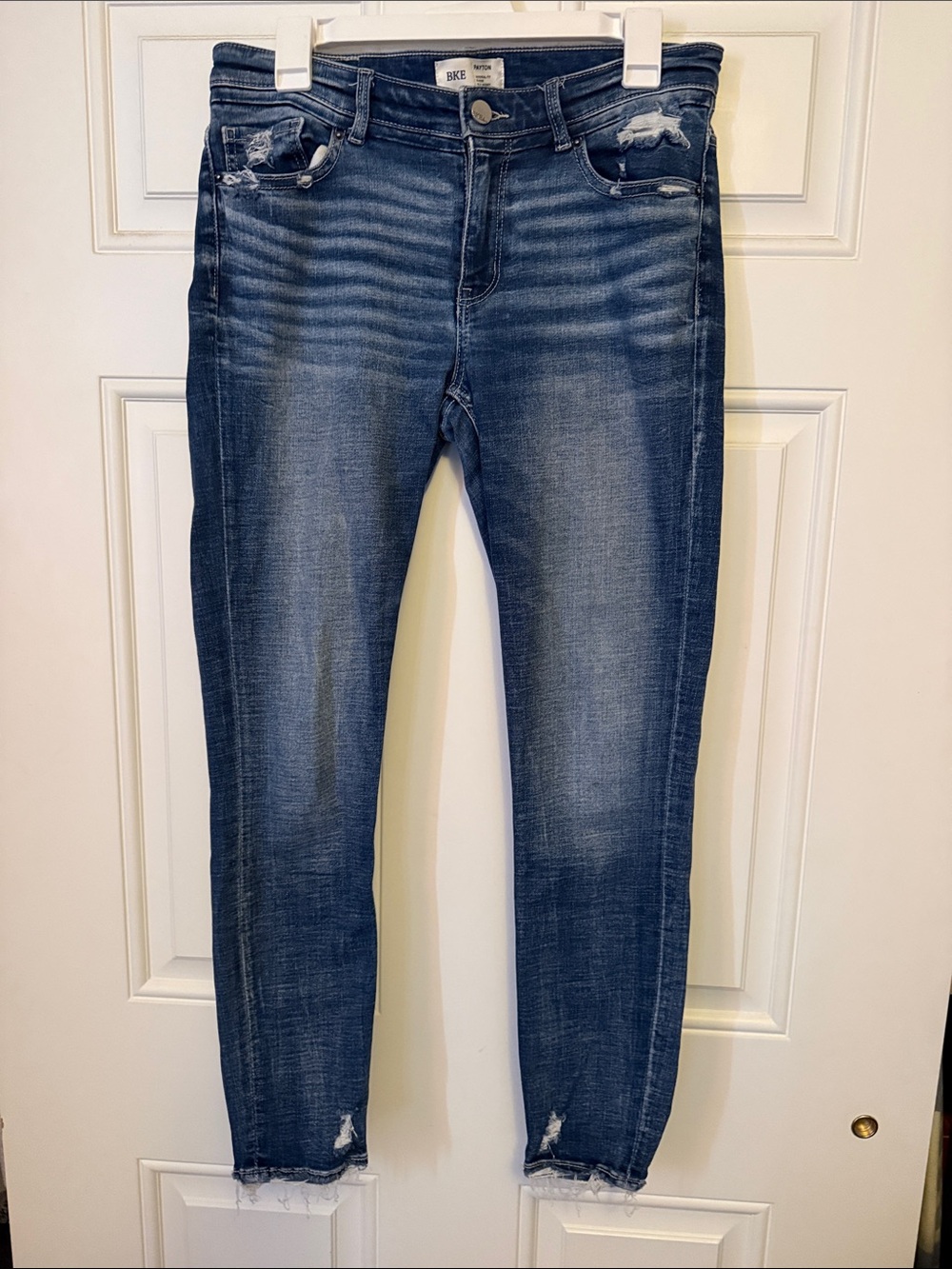 BKE Women's Washed Dark Blue Skinny Jeans